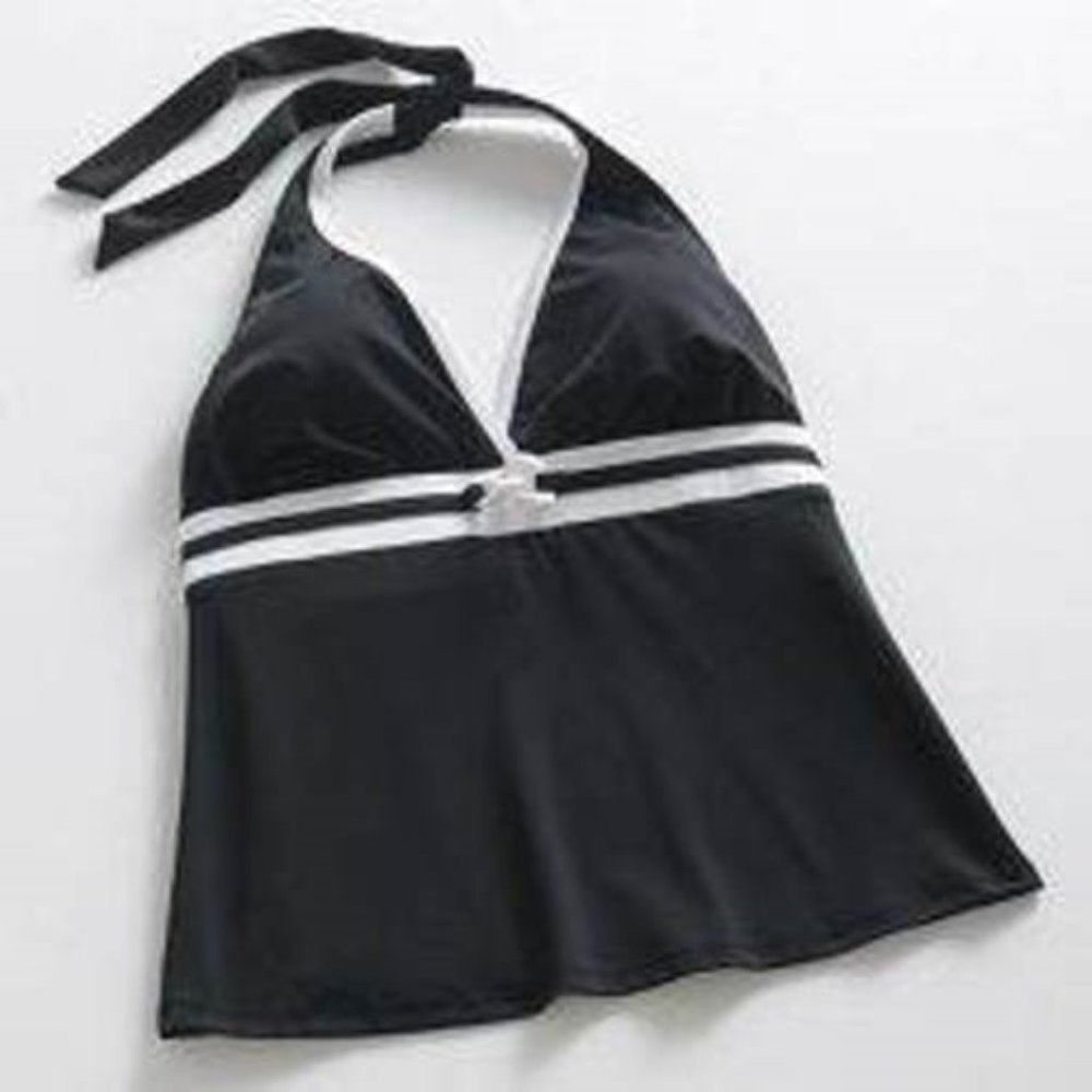 Sonoma Tankini Swimsuit Top Womens 12 Swimsuit Black White Halter Neck Padded